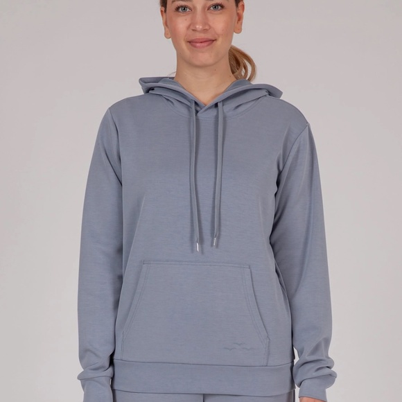 Lazypants Sweaters - LazyPants | Luxe Sueded Double Knit Hoodie | Dusty Blue | Size L